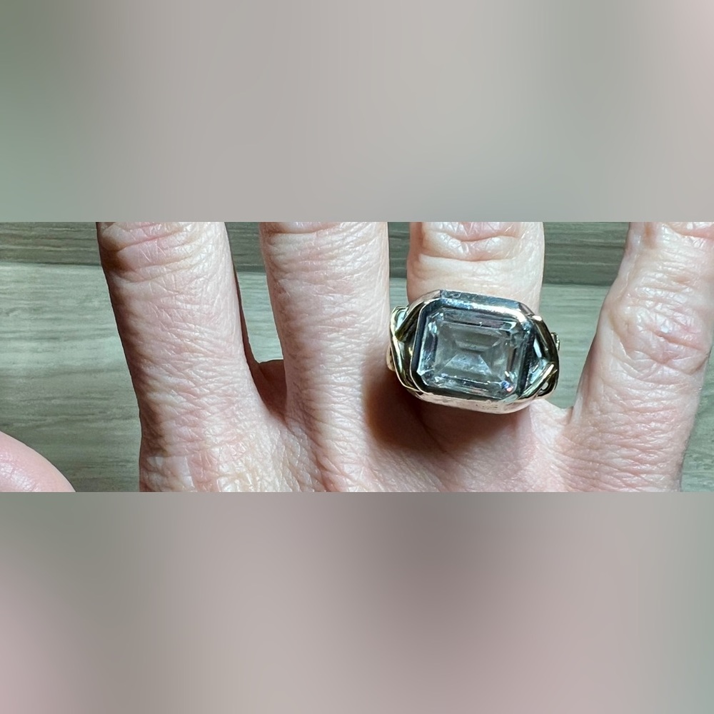Vintage Designer KRYPELL Sterling Silver & Gold "X" CZ Dome Ring, Size 5.5 - Picture 10 of 13
